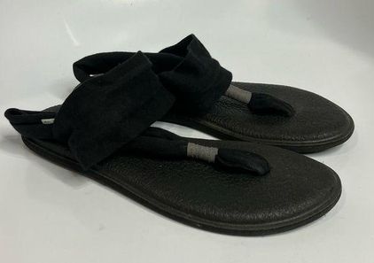 Sanuk Yoga Shoes Flats Flip Flops Sling Sandals Women's Size 9 Black and  Gray