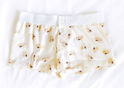 Printed Cute Sleep Bottoms, Knitting Cotton Pajama Shorts