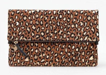 Foldover Clutch in Cognac Leopard