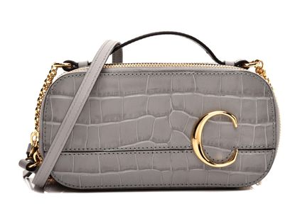 Chloe Croc Embossed Mini C Shoulder Bag