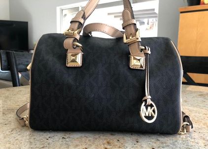 MICHAEL Michael Kors Grayson - Leather Handbag With Logo in Black