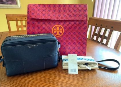 Tory Burch Block-T Double Zip Crossbody Blue - $140 (62% Off Retail) New  With Tags - From Abby