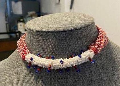 Beaded Necklace Blue Red White – WolfWare