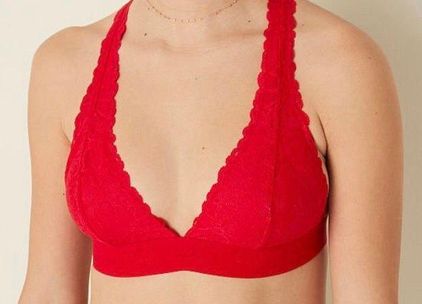 PINK - Victoria's Secret Red Lace Bralette Size L - $12 (58% Off Retail) -  From madyson