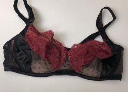 Adore Me UNLINED SATIN LACE UNDERWIRE BRA 40DD Black