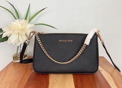 Michael Kors NWT Jet Set Travel Medium Saffiano Leather Crossbody Bag in  Black