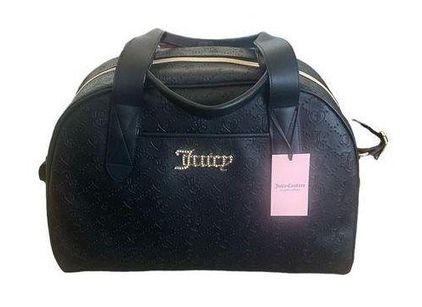 Juicy Couture Black Faux Leather Gold Bling Charm Backpack 