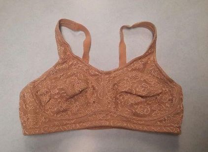 Breezies Mesh Lace Floral Unlined Wireless Bra Nude 38C Size