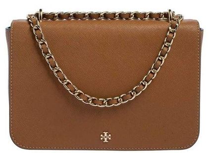 TORY BURCH: Robinson chain wallet bag in saffiano leather - White