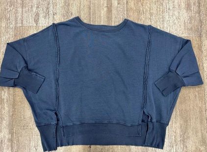 Free People Camden Slit Cuff Oversized Distressed Sweatshirt Sweater S 