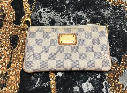 Louis Vuitton Favorite MM Damier Azur Canvas Bag Pochette Clutch