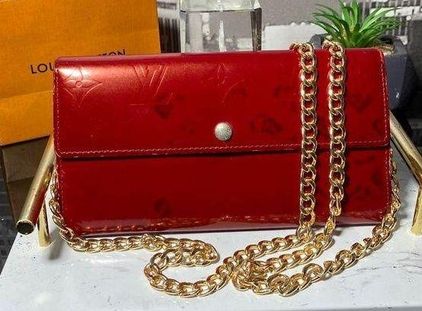 Authentic Louis Vuitton Vernis Sarah Wallet On Chain Crossbody Bag