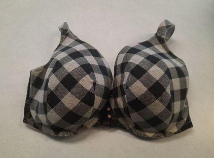 Cacique Black Gray Plaid Lightly Lined Full Coverage Bra Womens