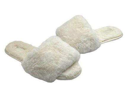 SKIMS Womens The Slide Faux Fur Slipper EU 35 US 4.5 Ivory Slip