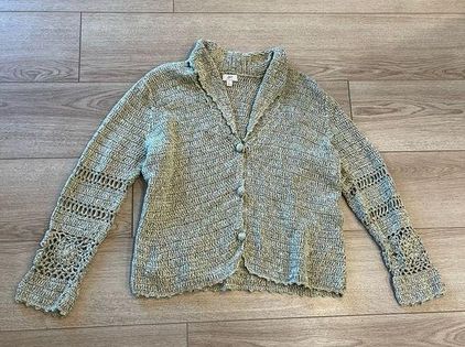 J.Jill Hand Knit Crotchet Sweater