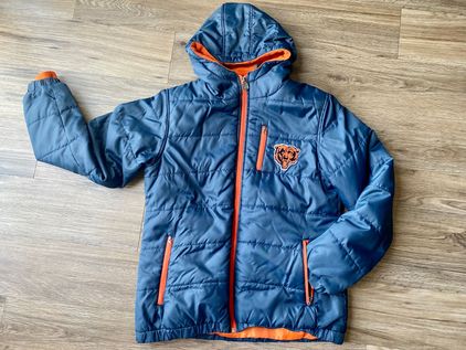 NFL Pro Line Women's Chicago Bears Navy and Orange Puffer Winter Jacket,  Small Blue - $50 - From V