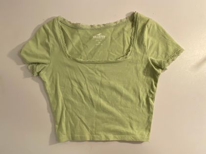 Hollister Lace Trim Square Neck Baby Tee Green Size M - $12 (40% Off  Retail) - From Miki