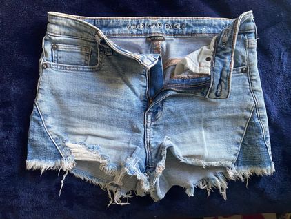 American Eagle Super Stretch Super High Rose Shortie Jean Shorts Blue Size  6 - $14 - From Emily