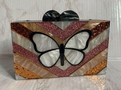 Buy Silver Embellished Butterfly Silk Jewel Studded Clutch by Ozel Online  at Aza Fashions.