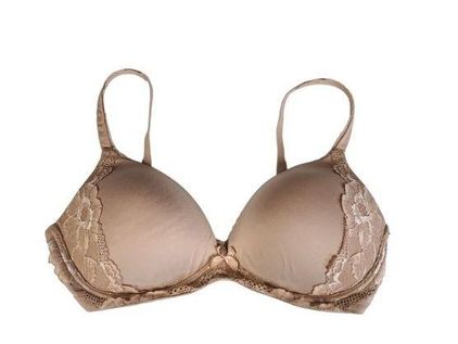 Victoria's Secret Body By Victoria No Wire Bra Size 36D Beige Lace