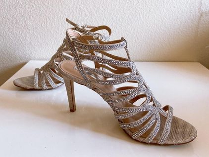 tan sparkly heels