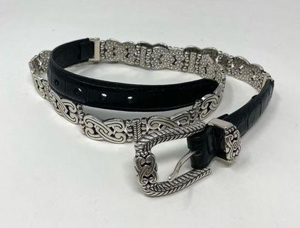 Brighton Vintage Embossed Leather Belt, Brighton Leather Belt