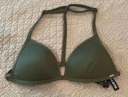 Victoria's Secret Pink Active Olive Green Racerback bra, size small