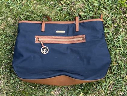 Michael Kors Large Colgate East West Leather & Nylon Tote Shoulder Bag, Navy  - Walmart.com