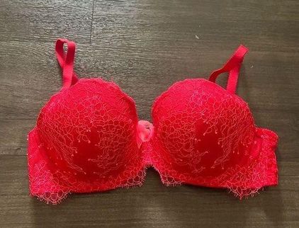 Victoria's Secret Red Lace Dream Angles Lined Demi Bra~ size