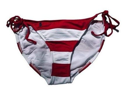 Polo Ralph Lauren Bikini Bottoms Large Red White Stripes Side Tie NEW - $25  New With Tags - From Christy