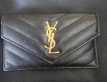 SAINT LAURENT Grain De Poudre Matelasse Chevron Monogram Envelope