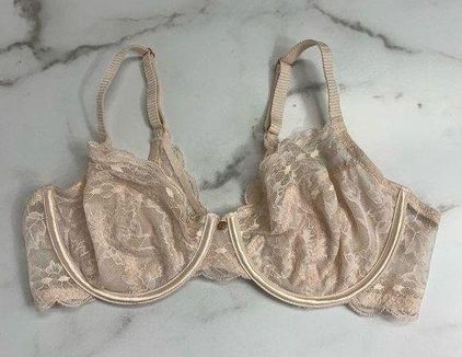 Le Mystere Beige Nude Sexy Lingerie Lace Bralette Bra 36D Size