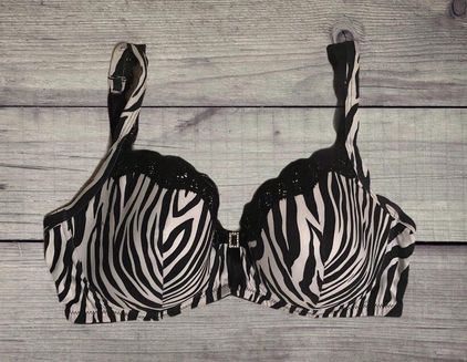 Sears Zebra Print Underwire Bra 38D Black - $11 - From Krys