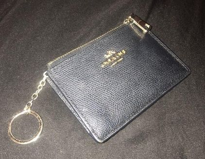 Coach Mini Skinny Leather ID Case Black