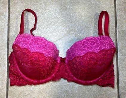 Victoria's Secret Dream Angels Lined Demi Red Pink Lace Bra 34D Size  undefined - $16 - From Kelly