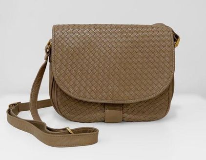 Taupe Woven Shoulder Bag