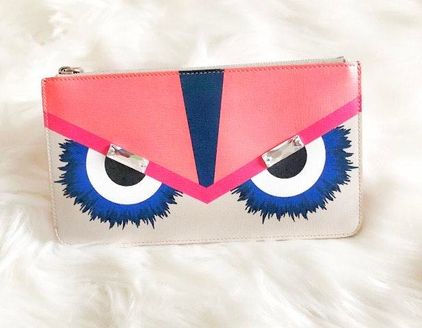 Fendi Monster Eye Flat Zip Pouch Clutch