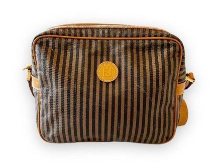 Vintage Fendi Penguin Stripe Hand Bag Leather Italy