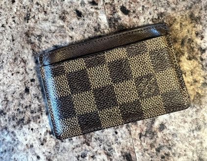 Louis Vuitton Monogram Card Holder Wallet Brown Black