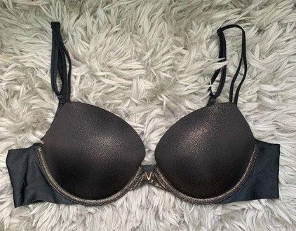 Victoria's Secret metallic push up bra size 34C Black - $23 - From