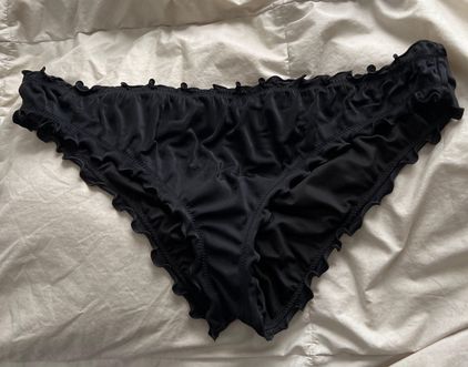 Black Lace Trim Bikini Bottoms