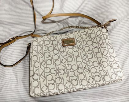 Calvin Klein Almondkhakicamel Key Item Monogram Crossbody