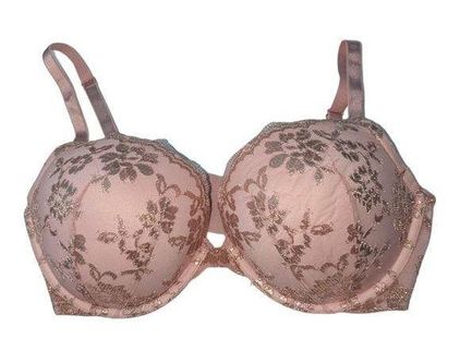 Victoria's Secret Victoria Secret Dream Angels Push Up Bra Pink with Gold  Lace Floral 36 DD Size undefined - $32 - From Kathryn