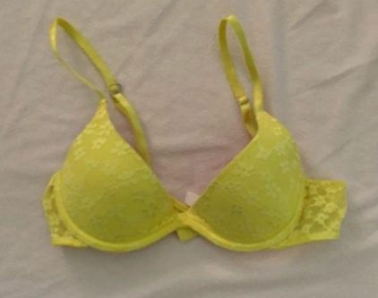 PINK - Victoria's Secret PINK Bright Yellow Lace Scoopneck Bra Size  undefined - $20 - From Katie