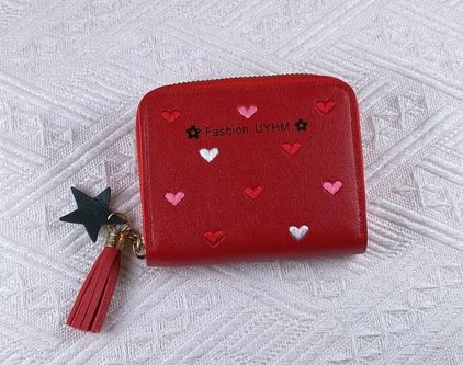 Love Heart Zipper Small Wallet for Women,Credit Card Holder Coin Purse Red  - $14 (36% Off Retail) - From Sunshine
