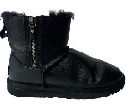 ugg women's black zip leather boot