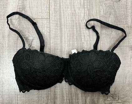 PINK - Victoria's Secret Victoria's Secret Pink Black Date Push Up Bra Lace  Size 32D - $31 - From Cady