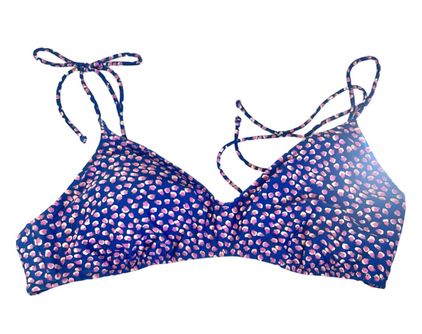 J.Crew French Shoulder Tie Padded Floral Print Bikini Top Blue Size XL NWT  - $27 New With Tags - From Alexis