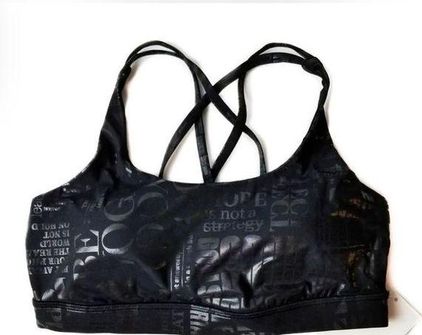 Lululemon Energy Bra 20YR Manifesto Foil Print Black Metallic 20BB Strappy  Size 10 - $40 - From Taylor