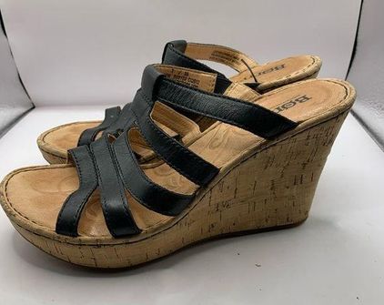 Born Womens Sandals size 6 Brown Leather Slip On Strap w/ Buckle Open Toe |  eBay